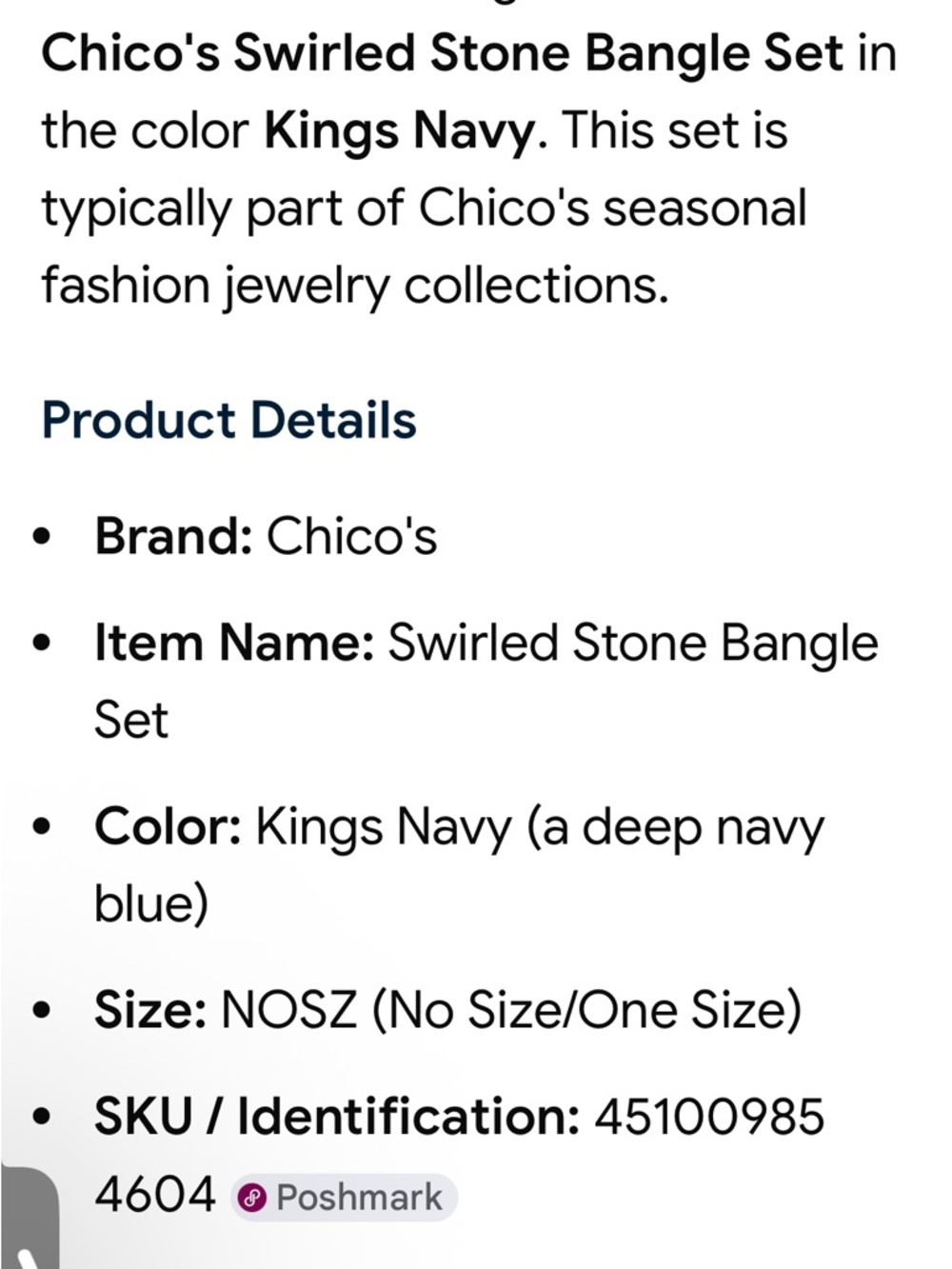 Chico's Silver and Navy Stackable Bangle Bracelet Set - Picture 4 of 4